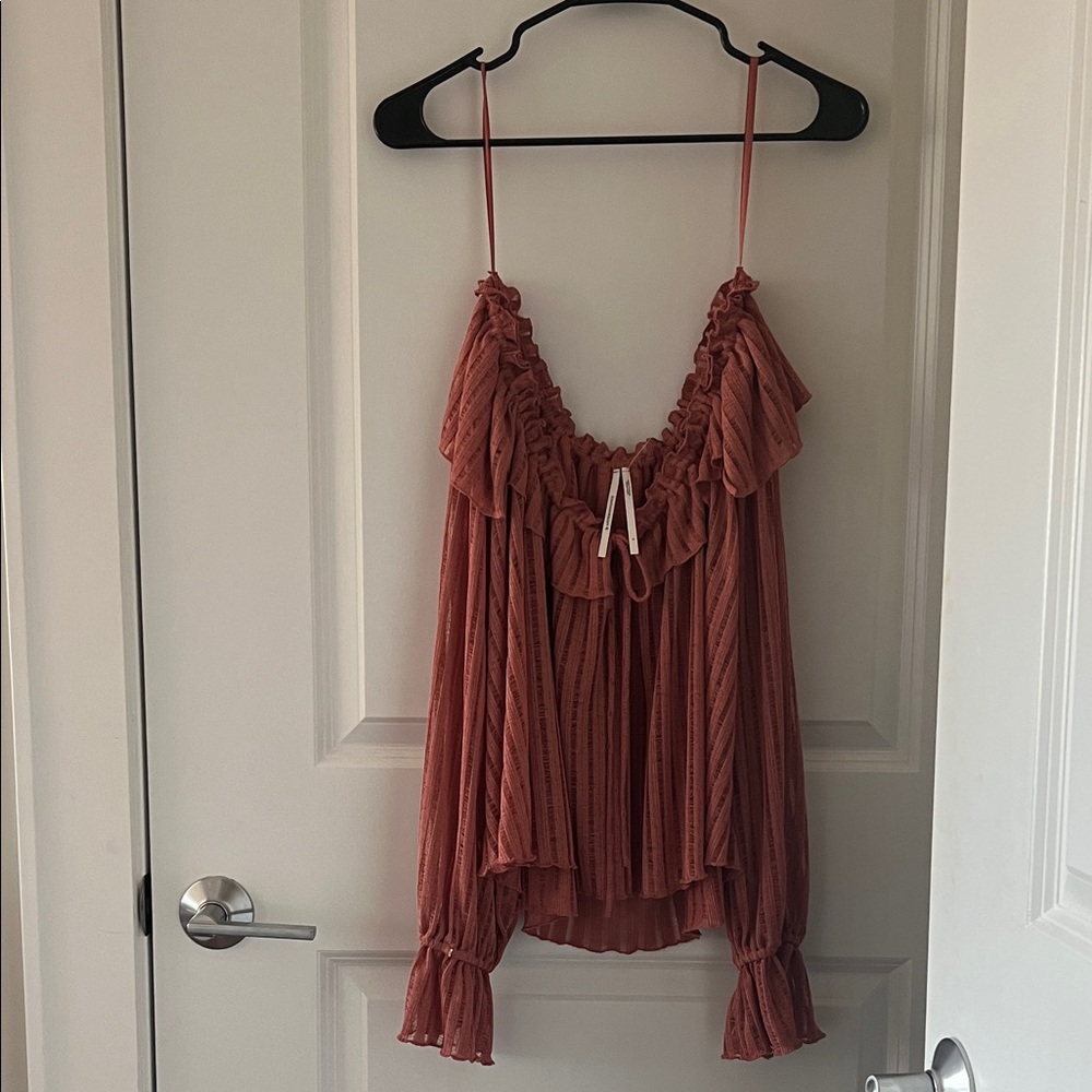 Ruffled Mauve Pink Off Shoulder Top